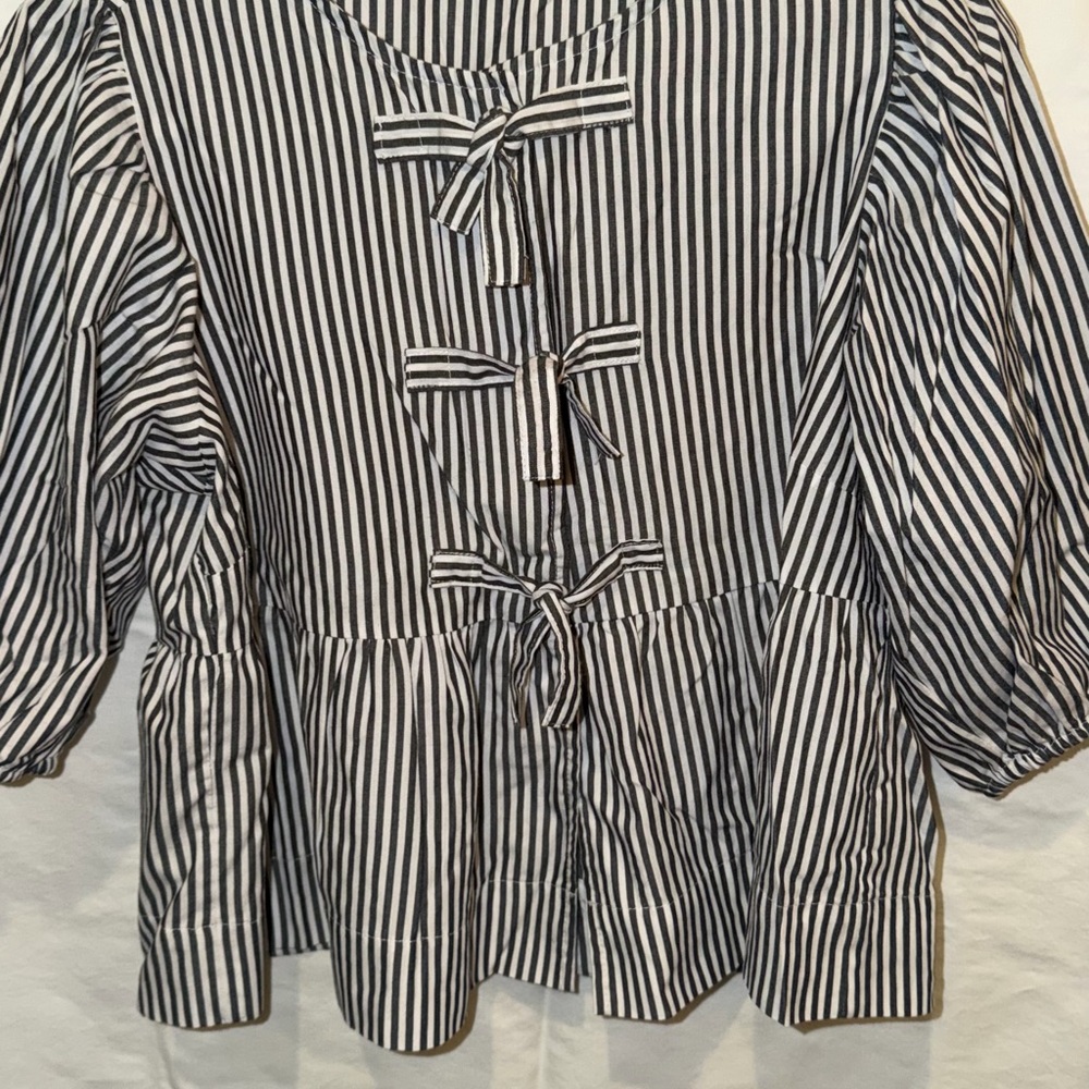 Velvet Heart Black and White Striped Blouse